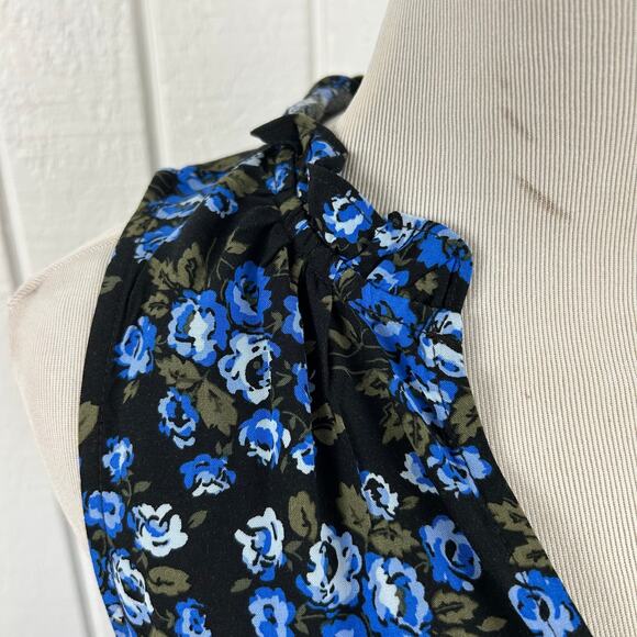 GAP Blue Floral Mini Dress Sleeveless Tie Waist Cottagecore Soft Girl Women XS - Picture 3 of 9